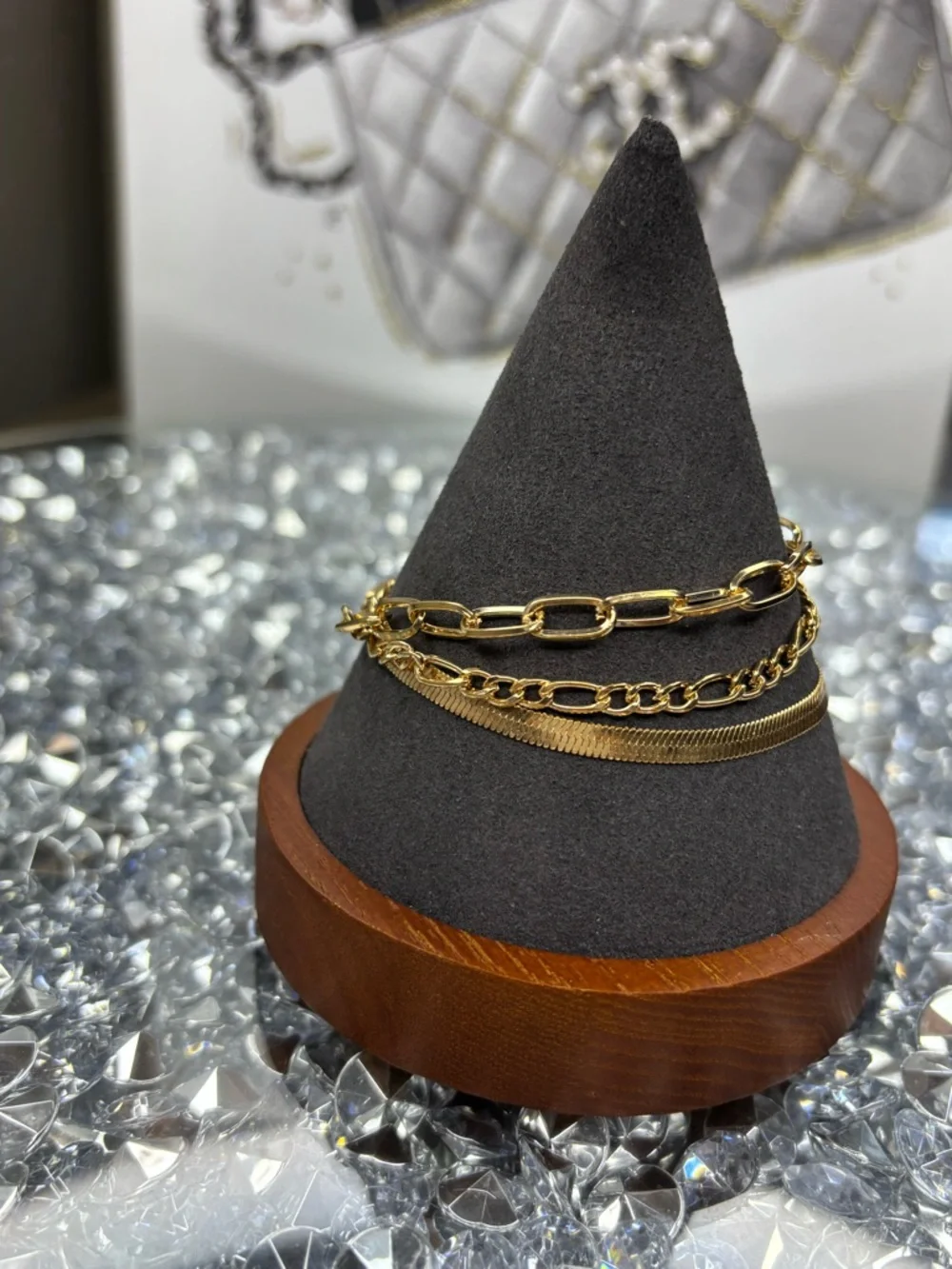 Gold tone Chain stackable Bracelet Set - Picture 3 of 7